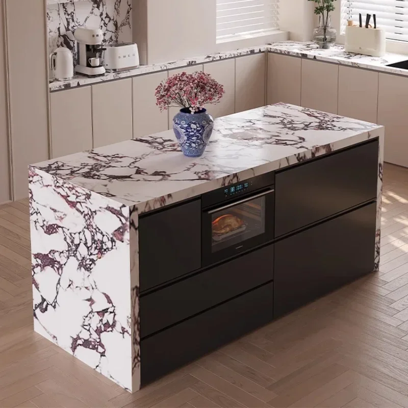 Island table integrated open kitchen bar rock slab middle guide table modern and simple