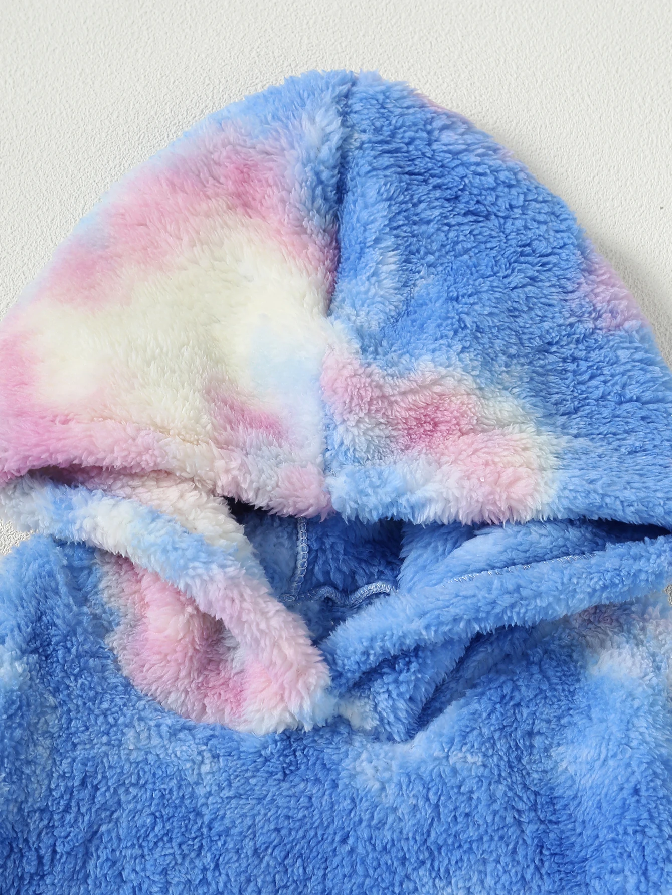 Girls\' Hoodie For Autumn And Winter Coral Fleece Sweet Tie Dye Pullover Comfortable And Warm Cute Casual Top Hoodie