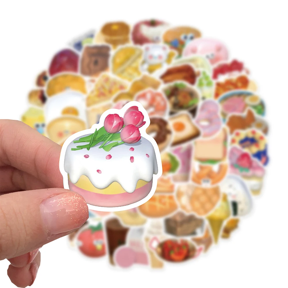 10/30/65PCS Kawaii 3D Food Stickers Cute Dessert Decals Toy DIY Notebook Phone Suitcase Fridge Bike Waterproof Kids Sticker Gift