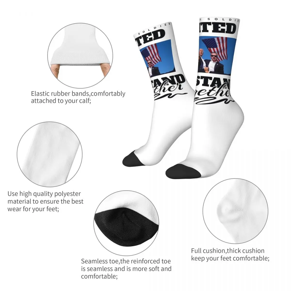 Female United We Stand Together Trump 2024 Socks Warm Fashion MMGA Socks Hip Hop Merch Middle TubeSocks Birthday Present