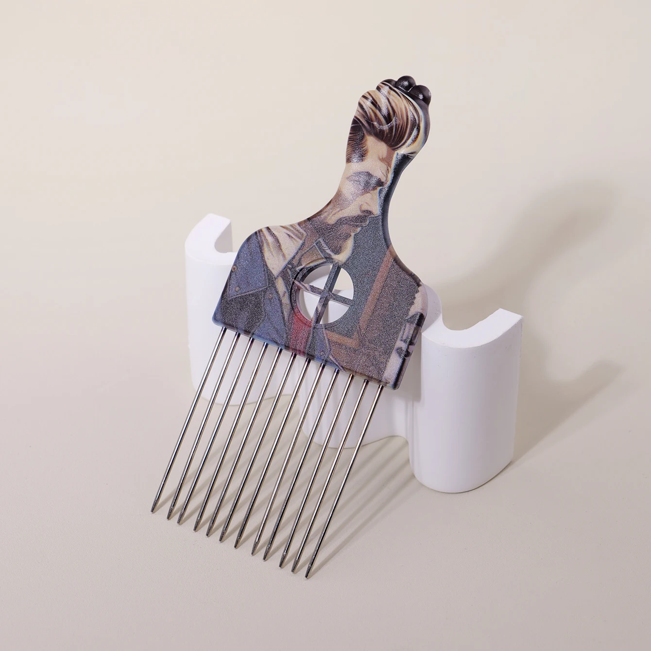 Patterned Steel Needle Inserted Comb for Hair Styling