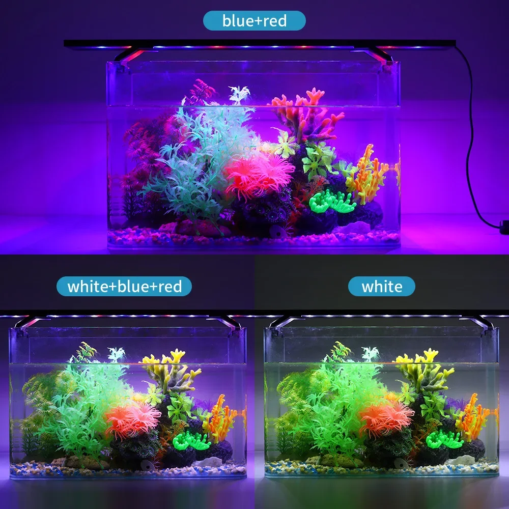 8" to 48 Inch Dimmable LED Aquarium Lamp, Waterproof  Reef LED,Time Settings,3 Color Light Modes For Various Plant Fish Tank LED