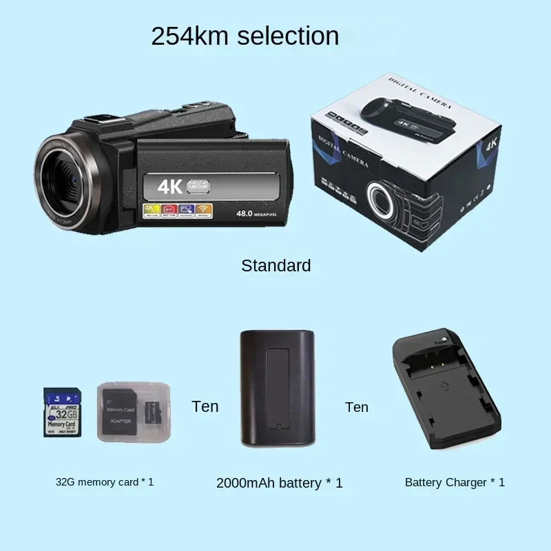 4kHD Digital Camera WiFi Handheld Professional Display DV Machine Home Portable Recording 90 Minutes Camera 48 Million Pixel IPS
