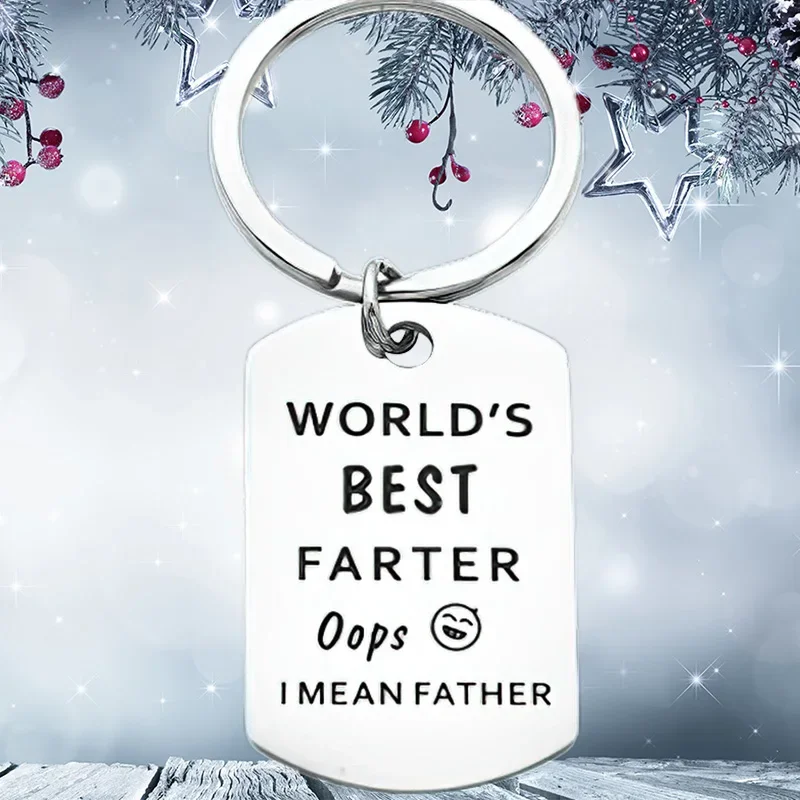 New Father's Day Keychain Pendant  World's Best Farter I Mean Father Funny Key Chain Keyring