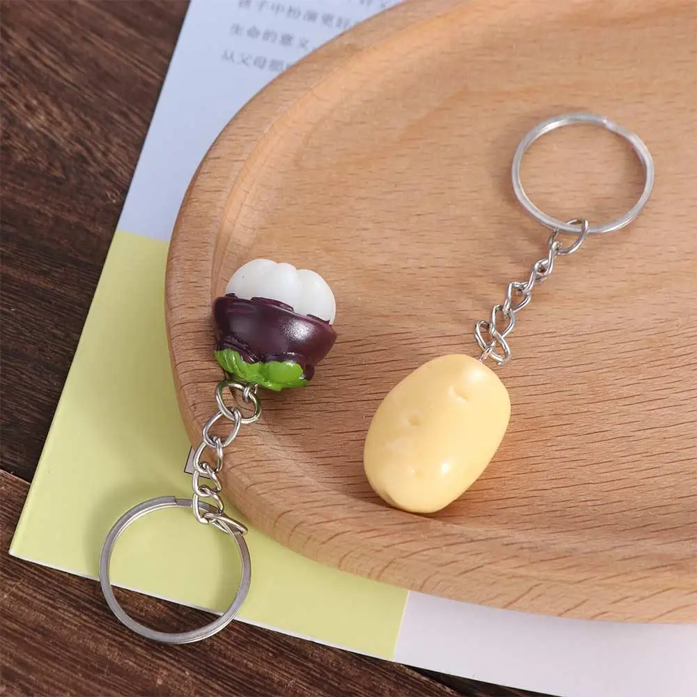 Simulation Simulation Potato Keychain Potato Kawaii Mangosteen Model Pendant Cartoon Resin Food Keychain Backpack Decor