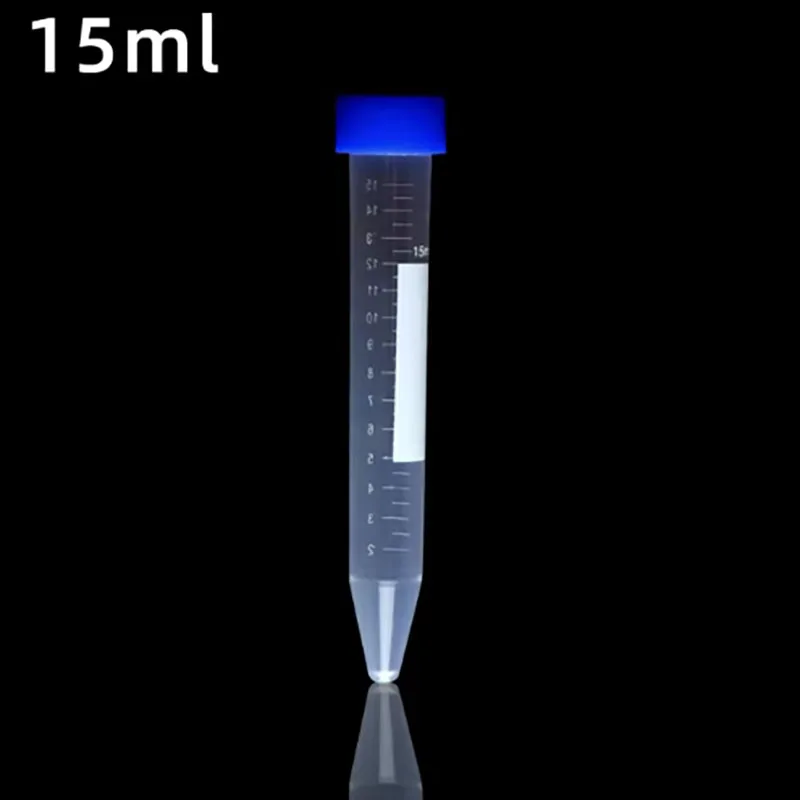 Pack of 100pcs 15ml Plastic Centrifuge Tubes, Conical Bottom, Graduated Marks, Blue Screw Cap