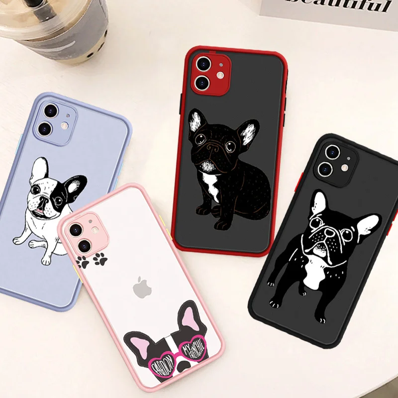 Cute Brindle Frenchie Puppy Case for IPhone 11 Pro 12 13 X XR XS Max 8 7 6S Plus SE Cover Soft Matter Bumper Fundas Phone Case