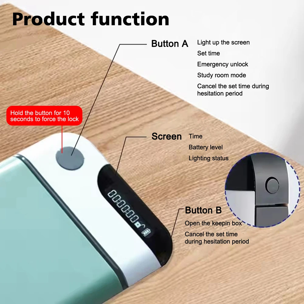 Keepin Box Smart Phone Lock Box Timer Bag Portable Mobile Phone Safe Locking Case Self-Discipline Cell Phones Timed Lockbox