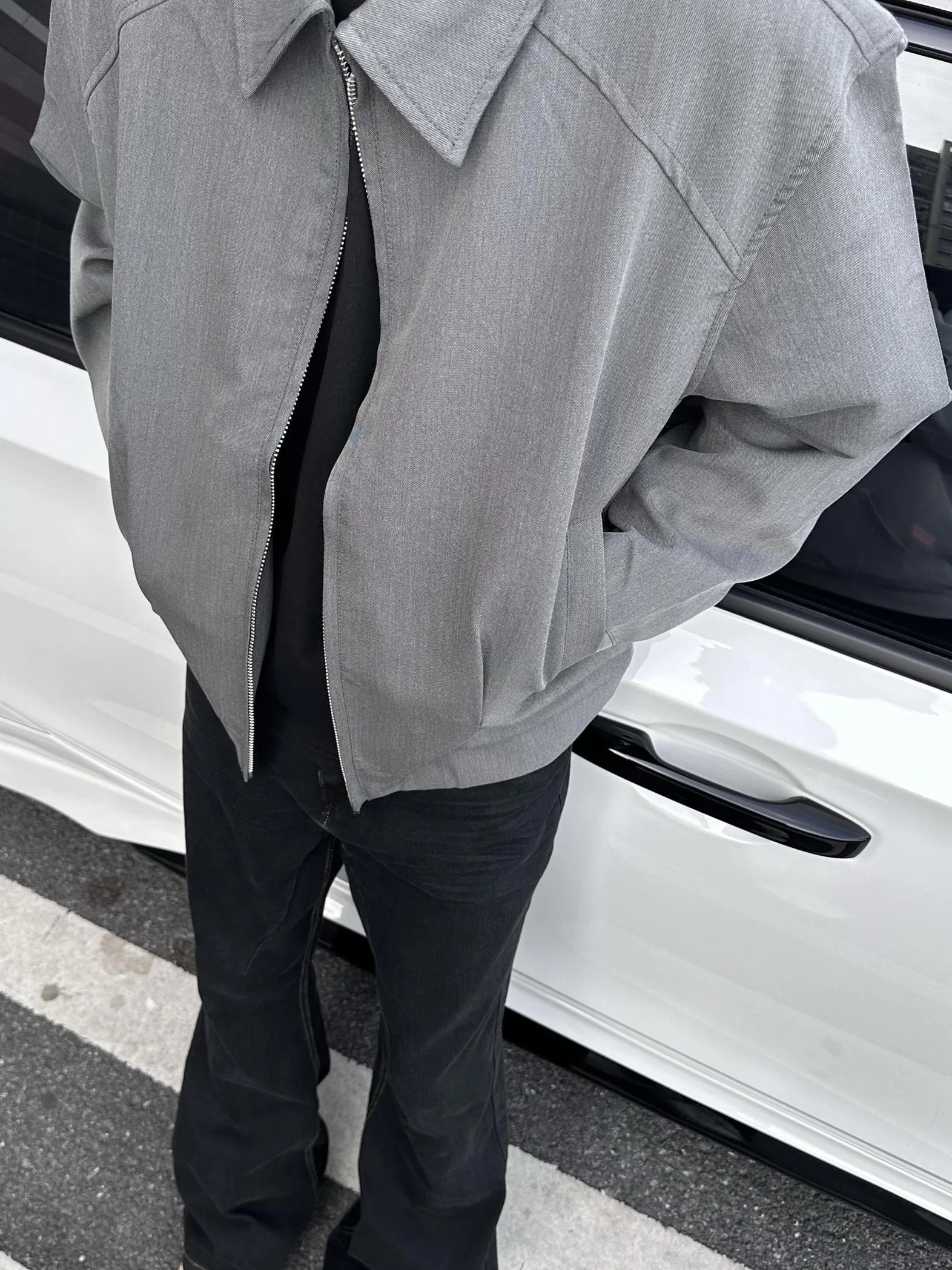 

Retro American Sle Men's ort Jaet Casual Spring Autumn Executive Coat Polyester Fiber Long Sve Stand Fit