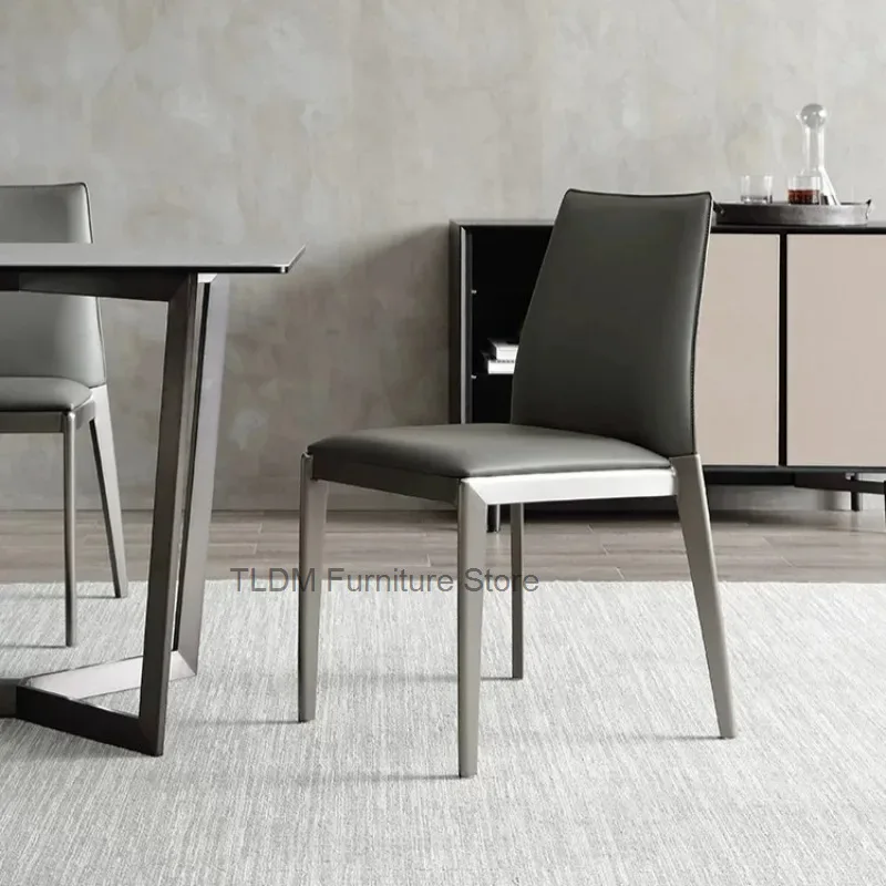 Nordic Smooth Upholstered Dining Chair, Tall Straight Stitched Back Cushioned Seat，Minimal Side Stool for Kitchen Dining Space