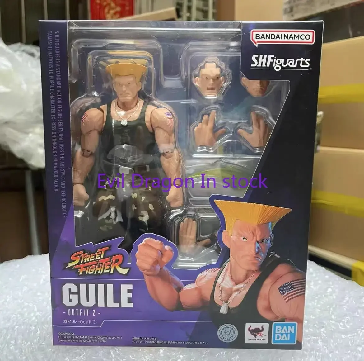 En Stock, 100% Original, Figura de Acción Bandai Shf Sh Figuarts Street Fighter Costume 2 Guile, Modelo de Anime, Juguete Coleccionable de PVC