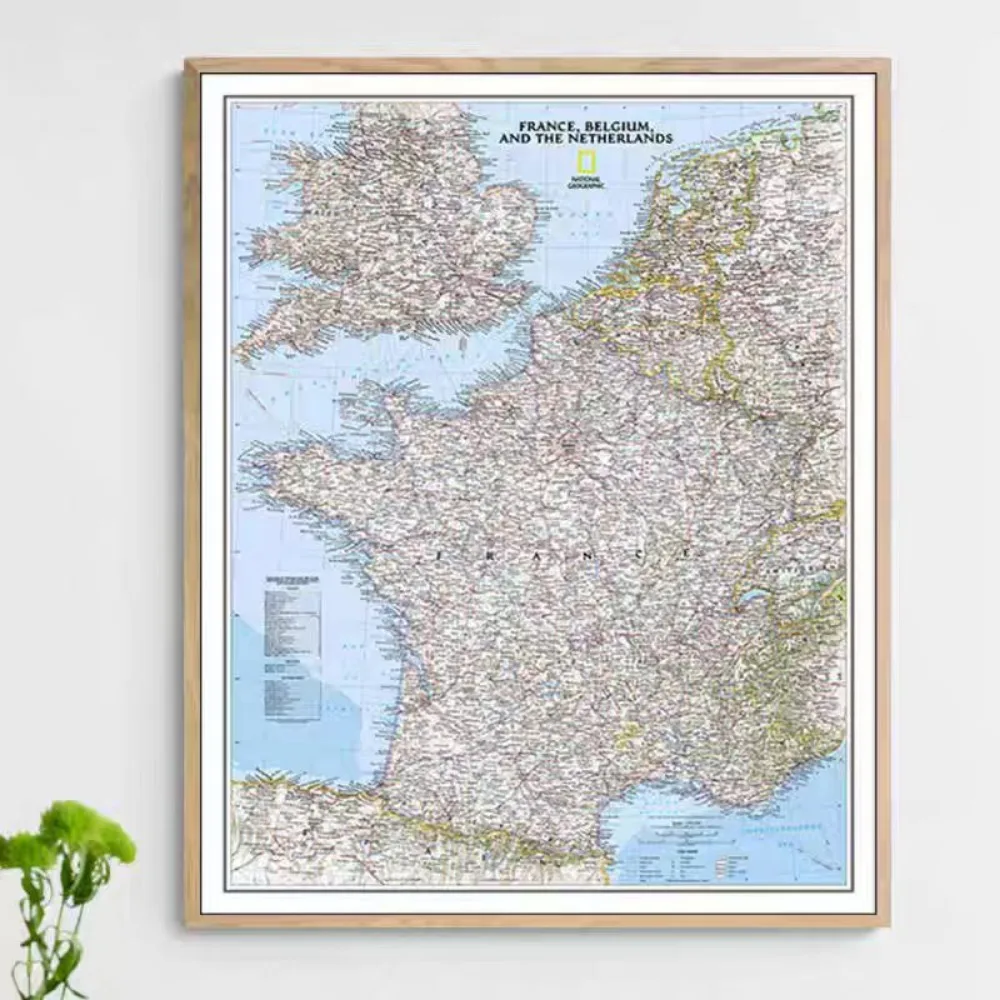 Large France Map Wall Art Posters Home Decoration Prints High-quality Cotton Canvas Painting For WALL, Best Gift for Traveler