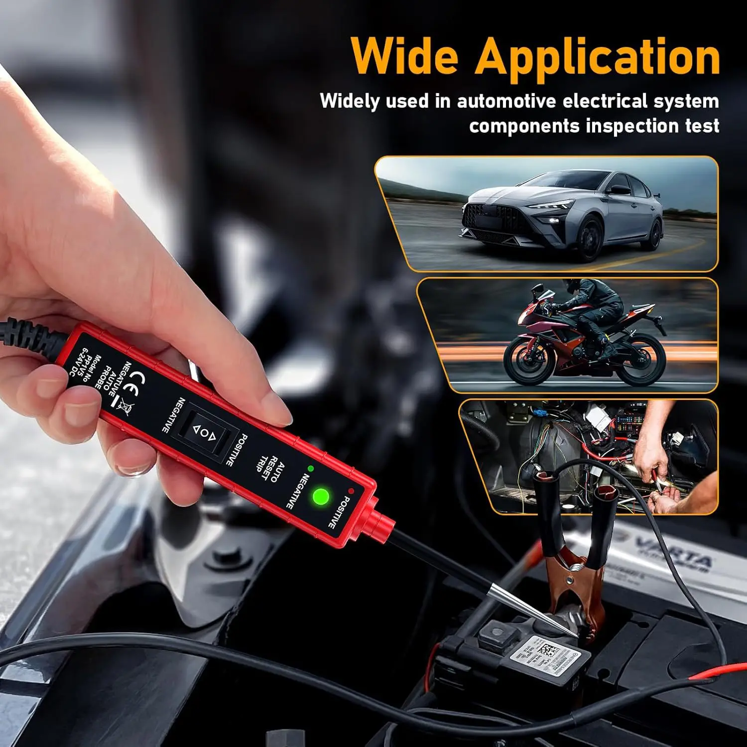 Тестер зонда мощности 6-24 В постоянного тока, автомобильная испытательная лампа для непрерывного тестирования автомобилей, внедорожников и грузовиков