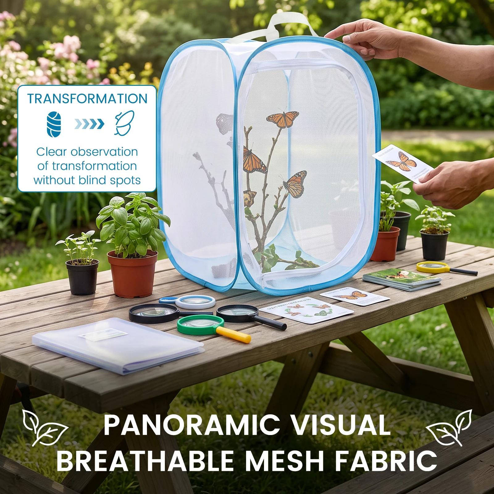 Butterfly Habitat Insect Cage Mesh Pop Up  Collapsible Insect Mesh Cage Plant Greenhouse Box Plant Net Cloth