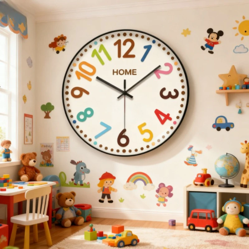 

Fashion Color Digital Clock Wall Children's Study Study Wall Clock Silent Bedroom Clock Living Room Home