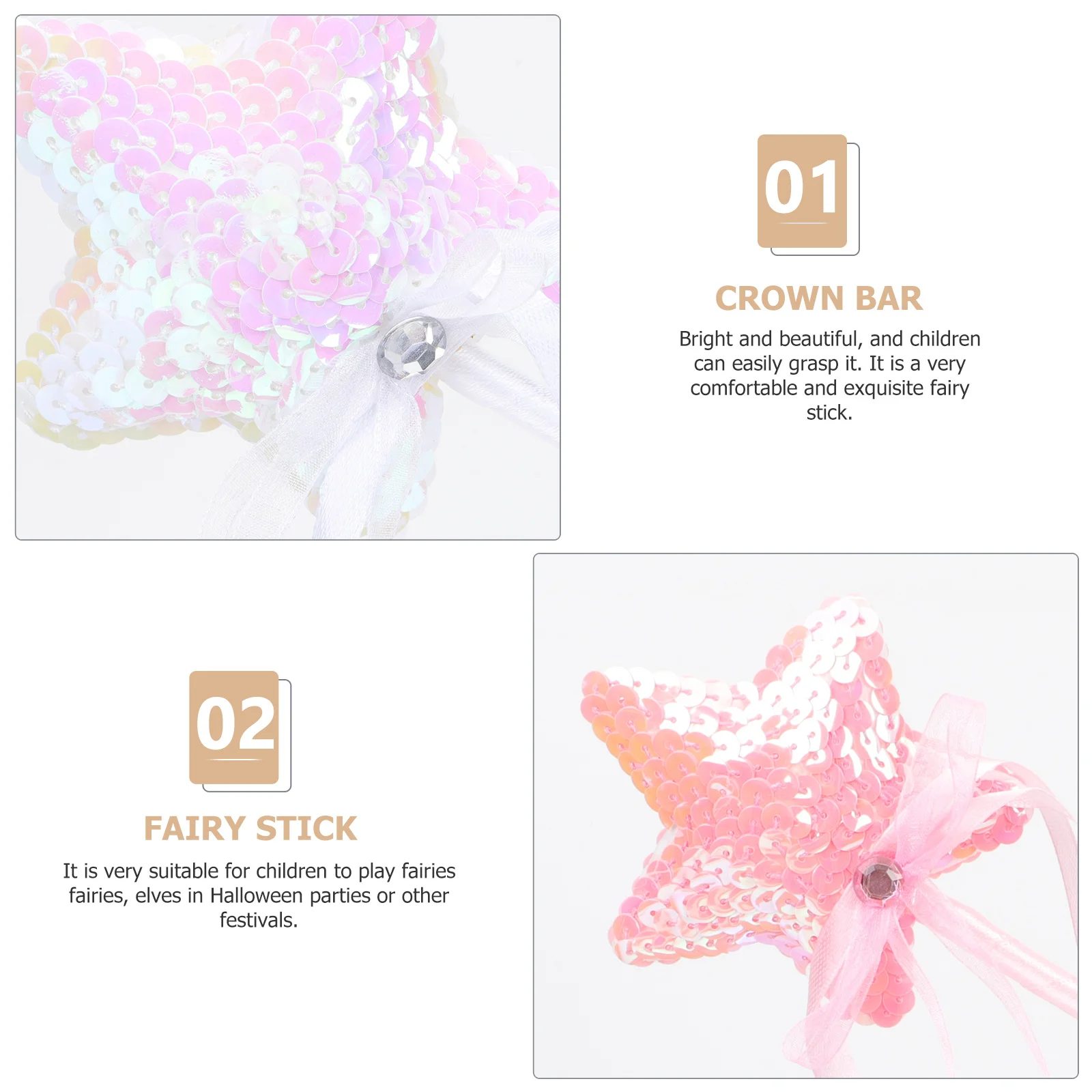 

2Pcs Shiny Fairy Stick for Kids Star-Shaped Lightweight Wand for Stage Costume Party Playtime Fun Fairy