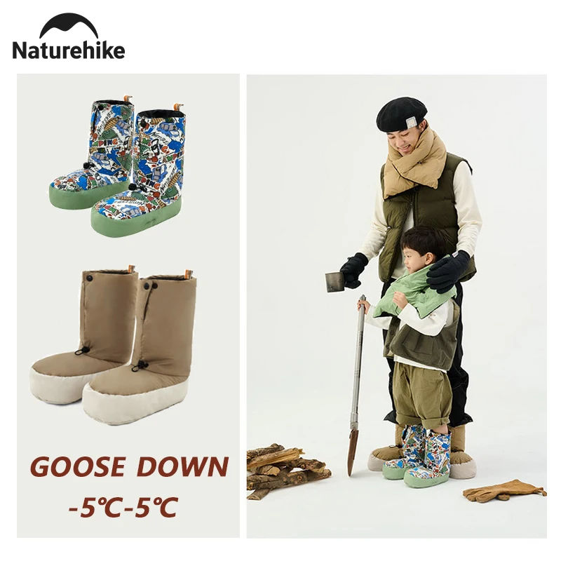 Naturehike Goose Down Shoes Cover Outdoor Camping Ultralight Soft Sock Adjustable 750FP Down Foot Cover Winter Warm -5℃ ~ 5℃