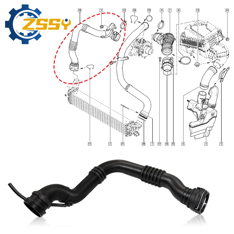 8200551942 Turbocharger Hose For Renault Laguna III 2.0 Dci 2007-2015 Turbocharger to Charge Air Cooler with pipe socket