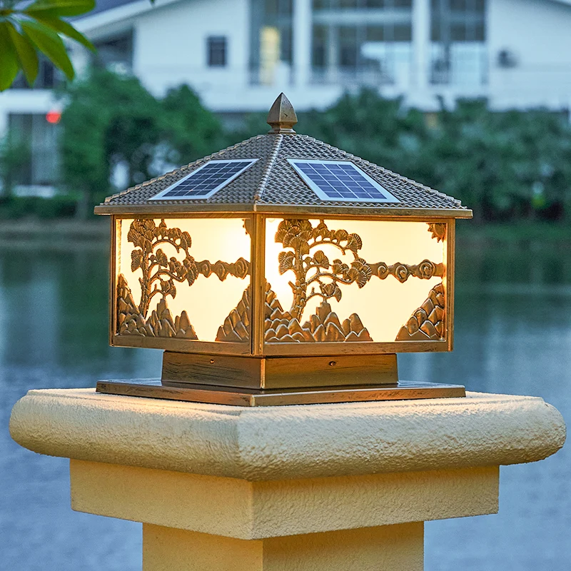 

Solar column head lamp, wall, super bright, waterproof, outdoor door pillar, villa courtyard wall head, household