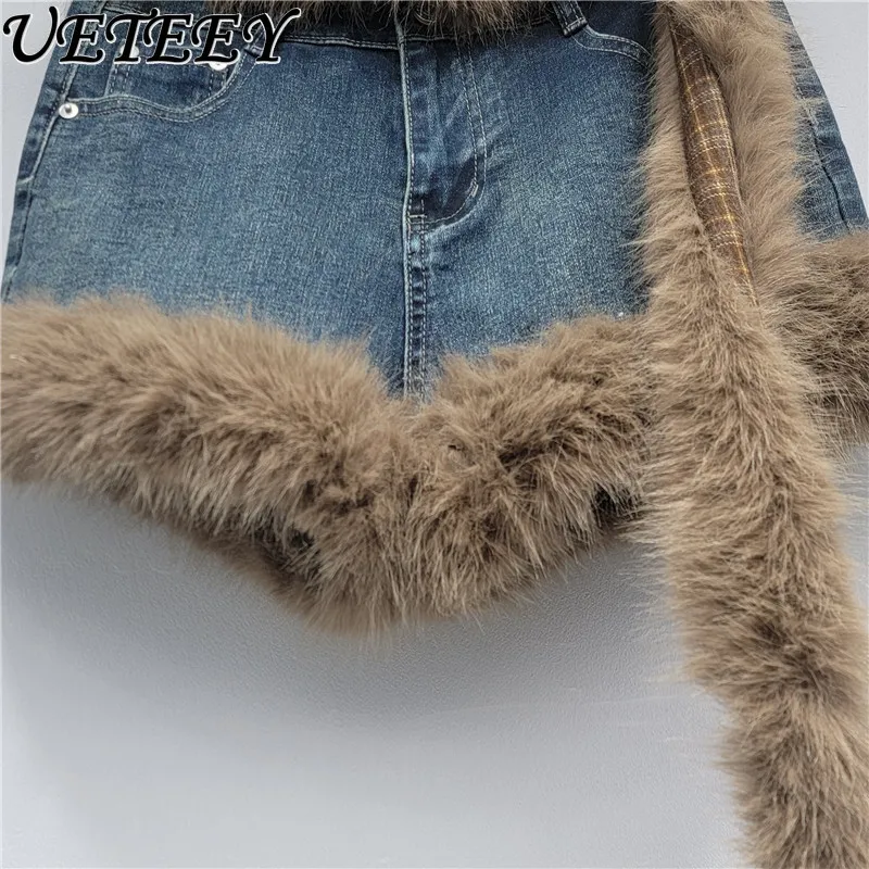 الأمريكية الساخنة فتاة جينس قصير النساء الشتاء تصميم المتخصصة عالية الخصر التخسيس غسلها المتوترة سميكة الدافئة السراويل الإناث Bootcut السراويل