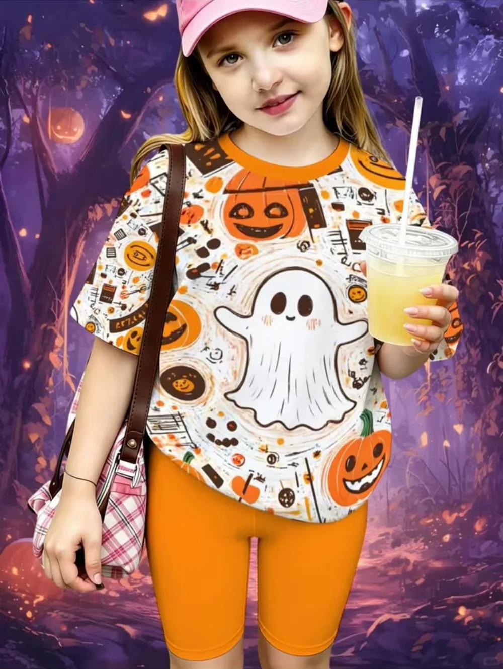 Kids Halloween Costume Set 2 Piece T-Shirt Shorts Outfit for Boy Girl Ghost Pumpkin Candy Print Holiday Party Children's Clothes