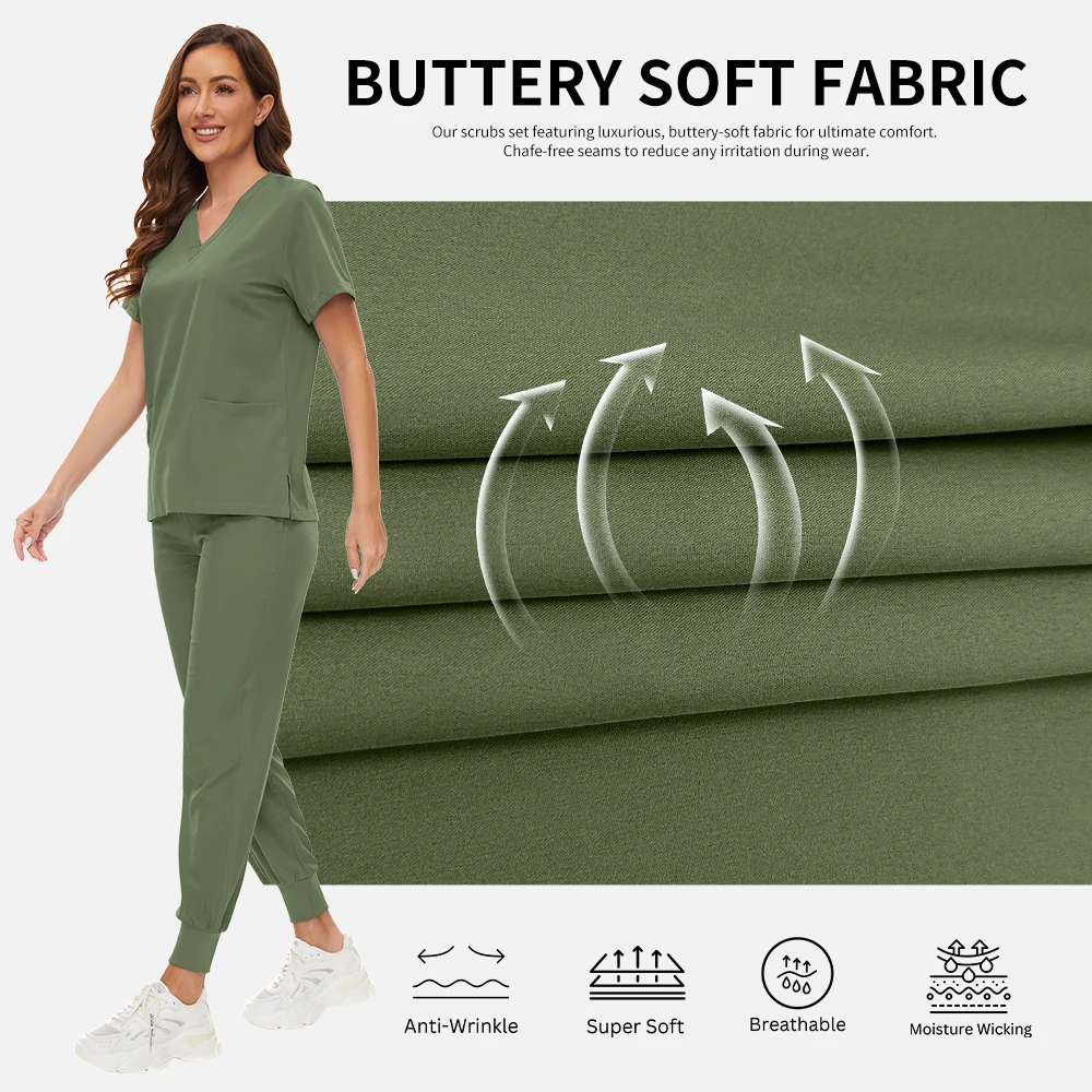 手術室医療スーツ美容スパ作業服女性ナース制服スクラブジョガーセットヘルスケア作業服看護制服