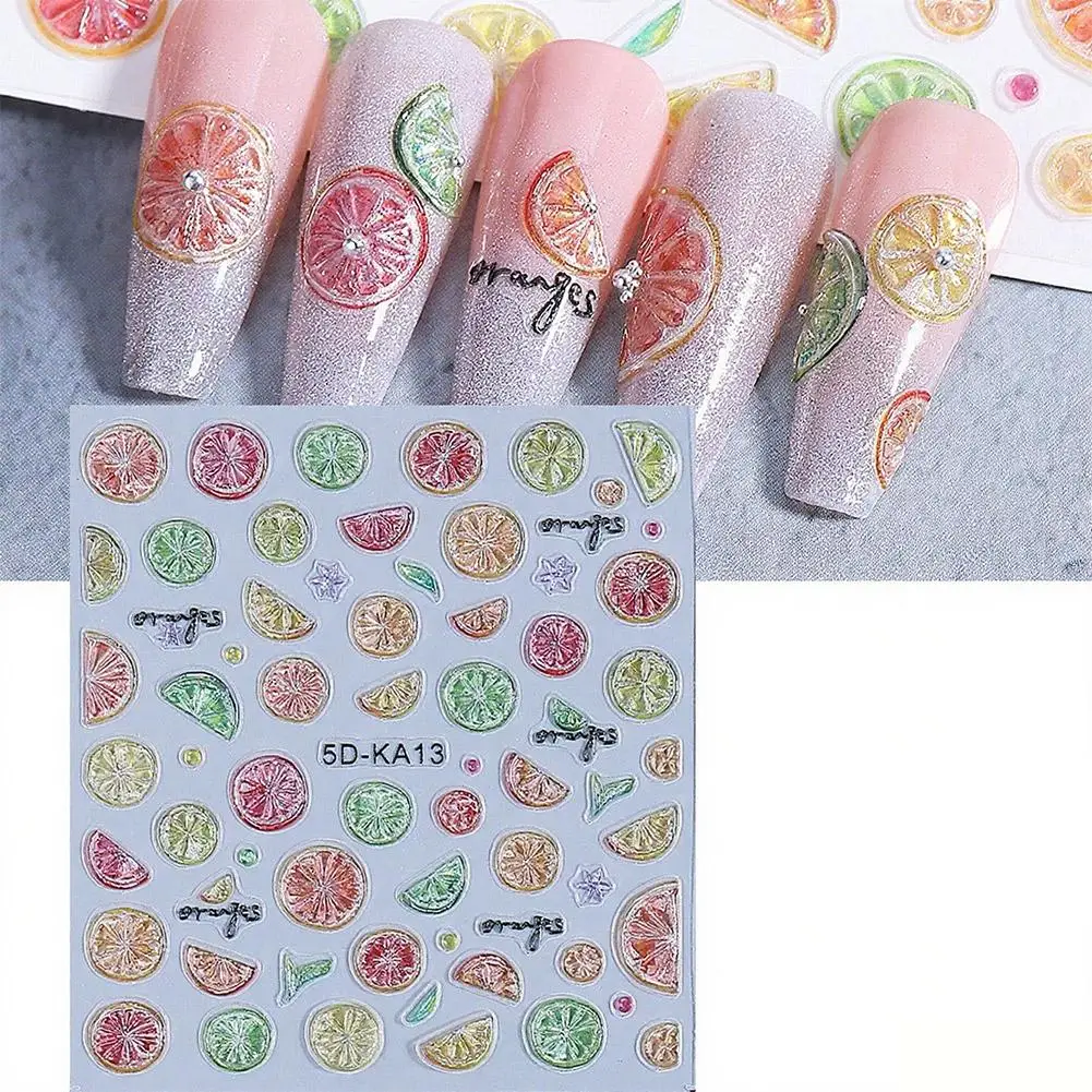 5D 메탈릭 가을 엠보싱 네일 스티커, 가을 나뭇잎, 호박, 버섯, 솔방울, 여우, 접착식 네일 아트 슬라이더, 매니큐어용