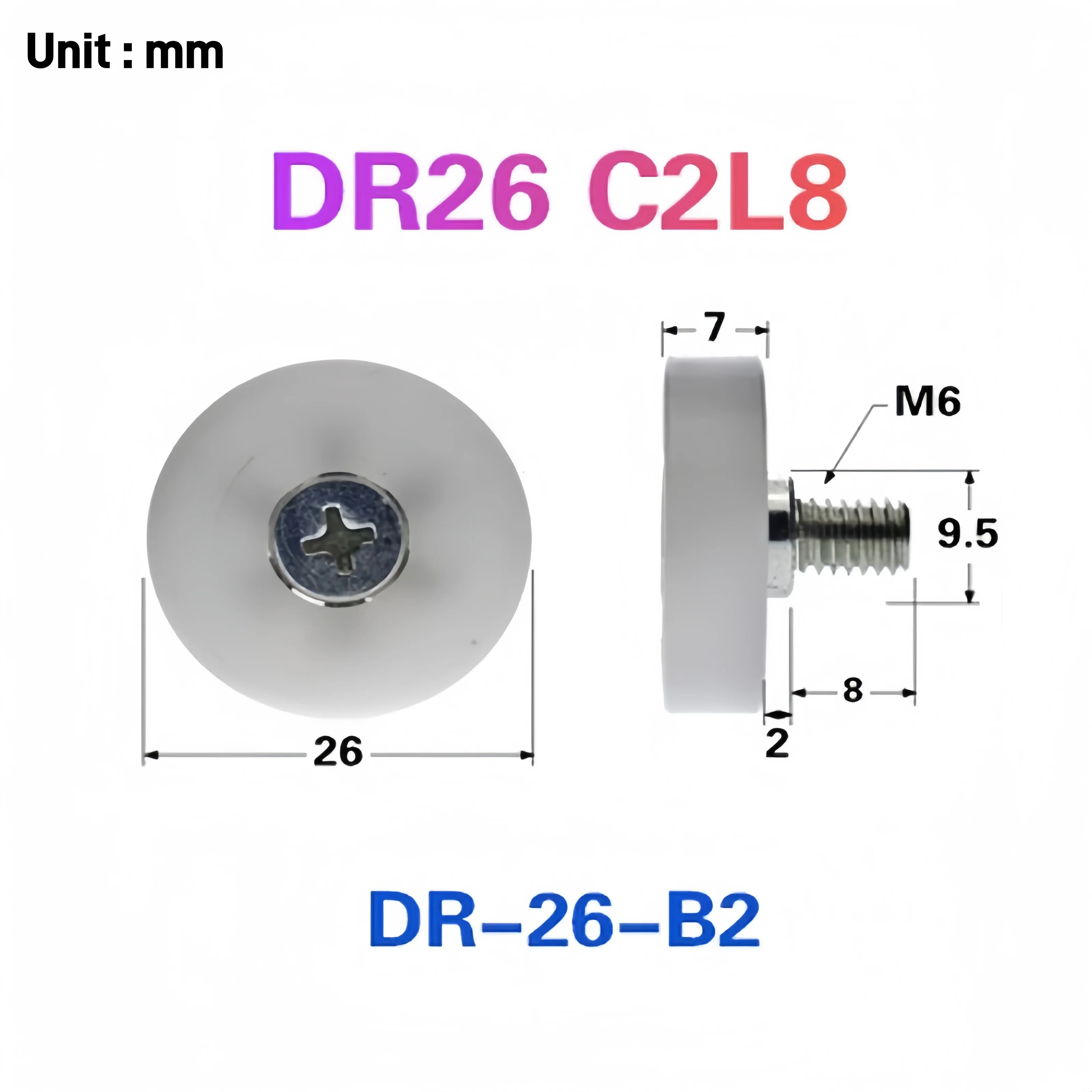 10 pçs/set 26x7mm Rolo de Plástico Roda de Nylon DR série Polia de Rolamento com Parafuso Polia de Gaveta de Roda Pequena