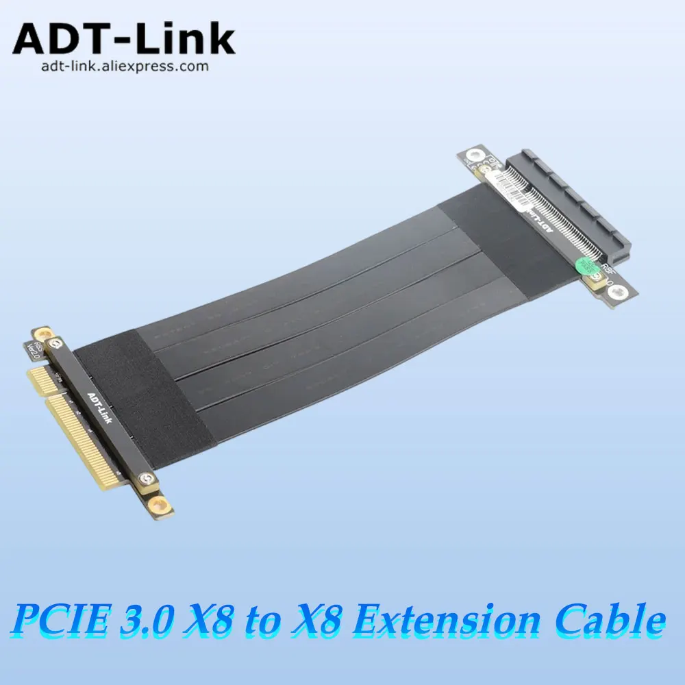 ADT-Link GEN3 PCI-Express 3.0 x8 To x8 Extender Adapter PCI-E Riser Adapter PCI-E 8X Flexible Flat Cable GPU For Graphics Cards