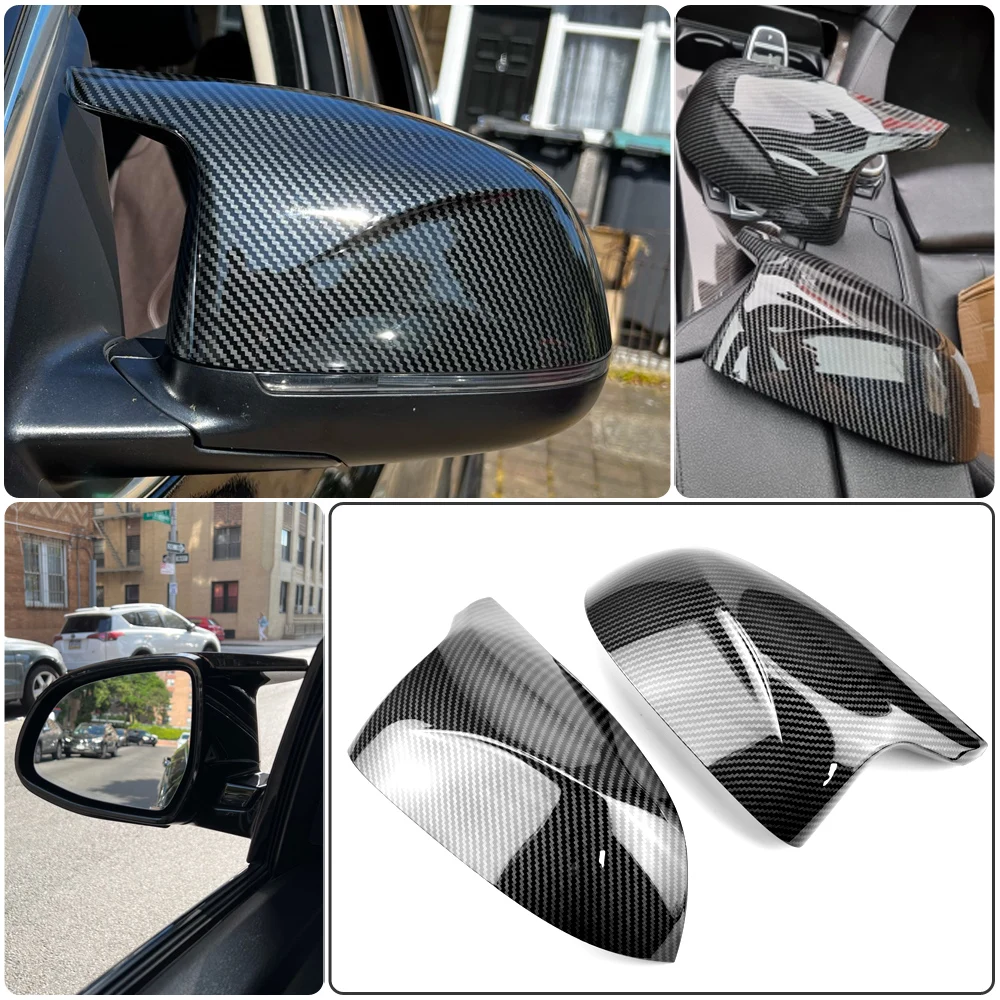 Rearview Mirror Cover Cap Carbon Fiber Look Black for BMW F25 X3 F26 X4 F15 X5 F16 X6 2014-2018
