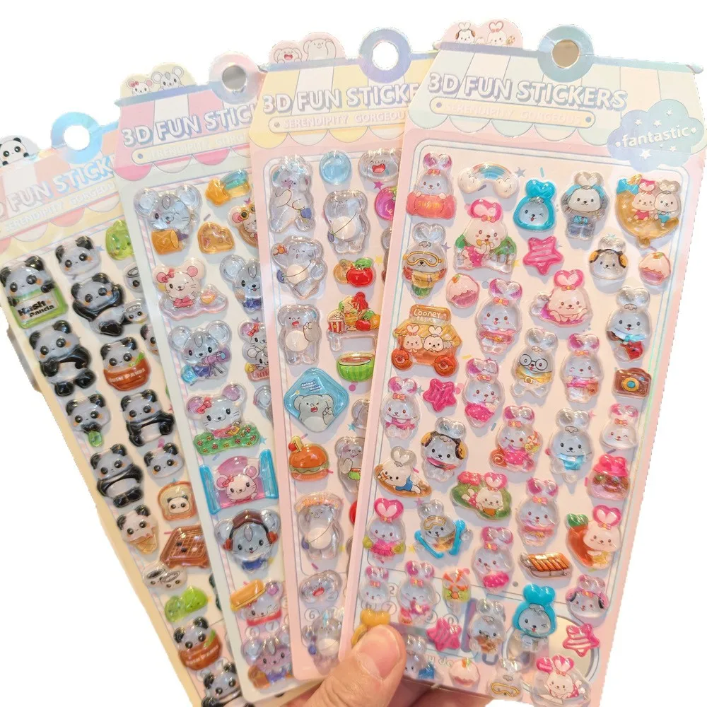 

Универсальные 3D-наклейки с мультяшными животными, забавные объемные стереоскопические стикеры с кристаллическим эффектом для детей и студентов, награды, украшения для поделок своими руками