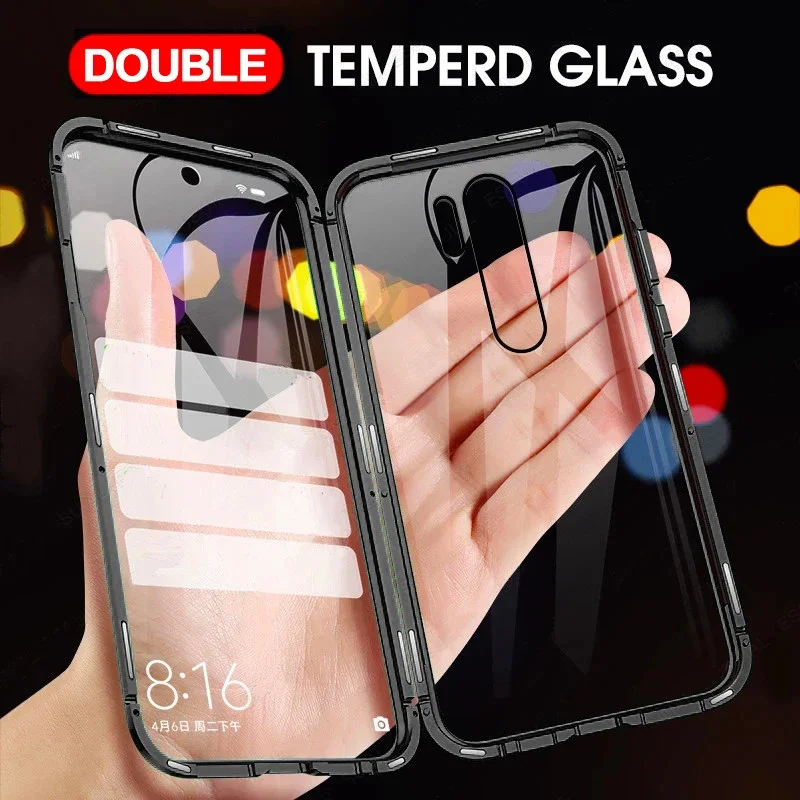 Double-sided Glass Metal Magnetic Case For XIAOMI MI Poco M4 Pro 5G M5S X5 Pro 5G 360 Full Protection Back Cover Phone Case