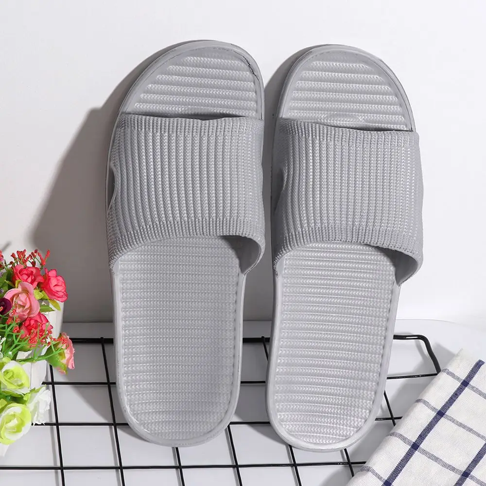 Comfort Soft Shower Stripe Summer Shoes Bathroom Slippers Women\'s Sandals Men\'s Flip-flops