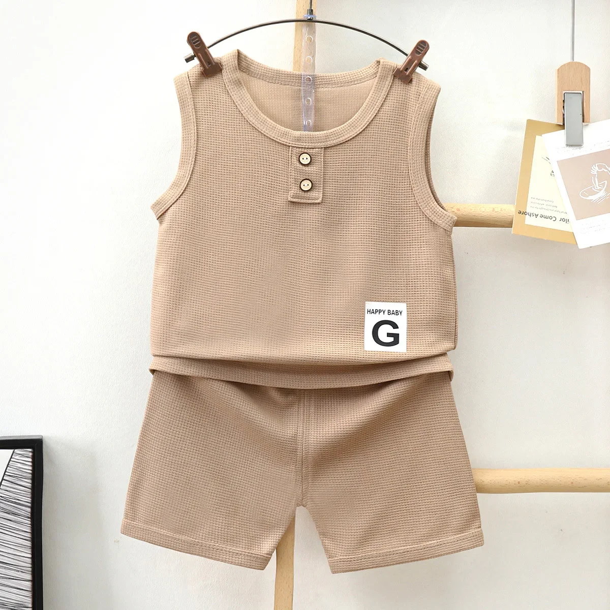 Children's Vest Set 2025 Summer Short Sleeve Clothing Baby Clothes Boys Girls Outfit Thin Fabric Home Bulk Purchase for 1-8years