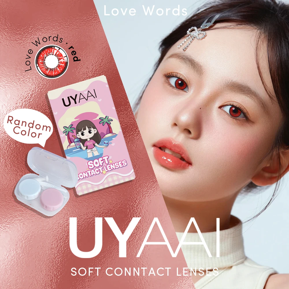 UYAAI Cosplay Red Color Lens Anime Black Lenses 1 Pair Cosmetics Color Contact Lense Colored Lenses Eye Big Eye lens