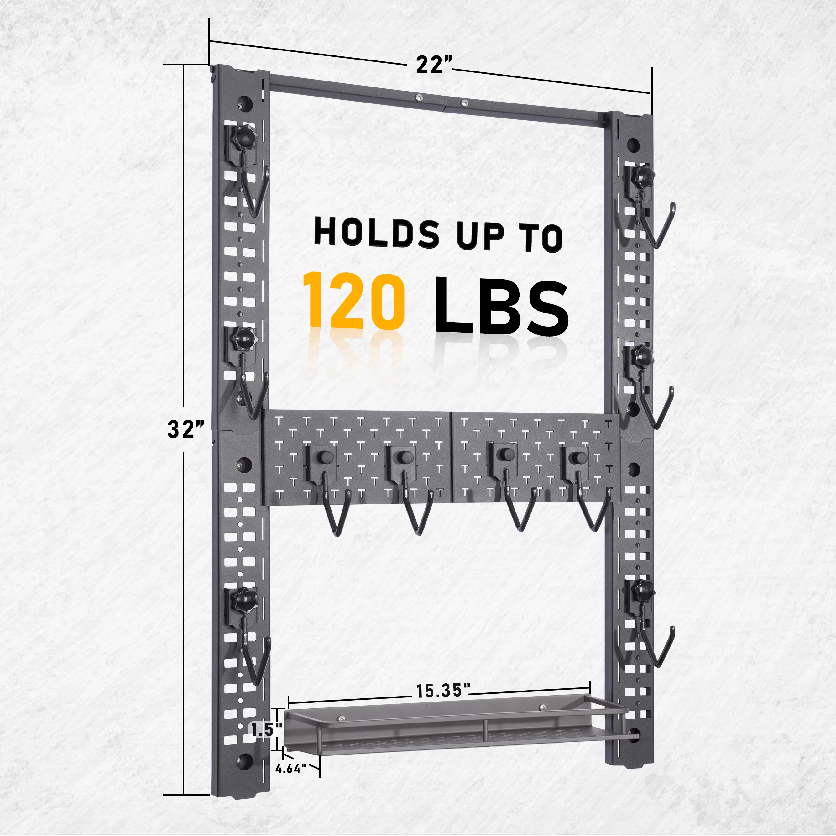 Adoreal Modularity Gun Wall Mount Hold Up 120LBS Gun Rack with 10 Mounting J-Hooks Rifle Shotgun Rack with Additional Storage