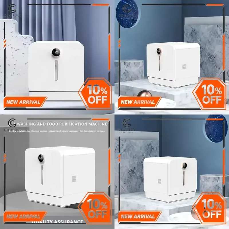 for Portable Electric Dishwasher 8 Sets Compact Countertop Auto Hot Air Drying Sterilization Plastic Mini Washer for Home
