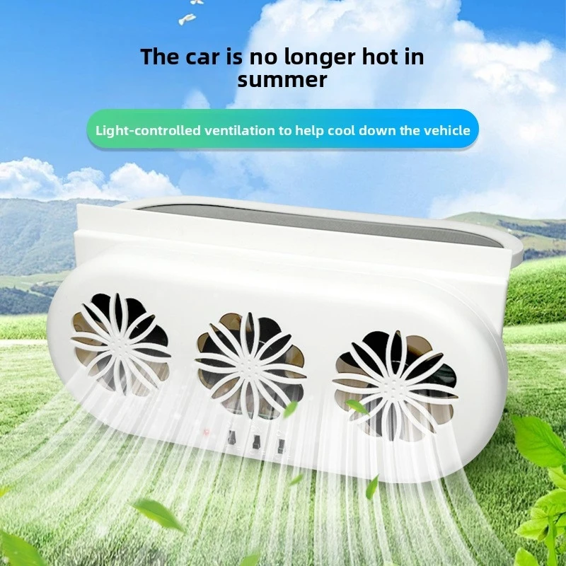 New USB Car Cooling Fan Solar Powered Air Circulator Ventilation Exhaust Fan for Vehicle Interior Cooling Heating
