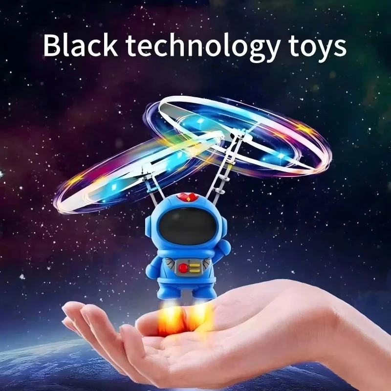 

Flying Robot Astronaut Toy Aircraft High-Tech Hand-Controlled Drone Interactive Dual Wings with Lights Outdoor Gifts for Kids