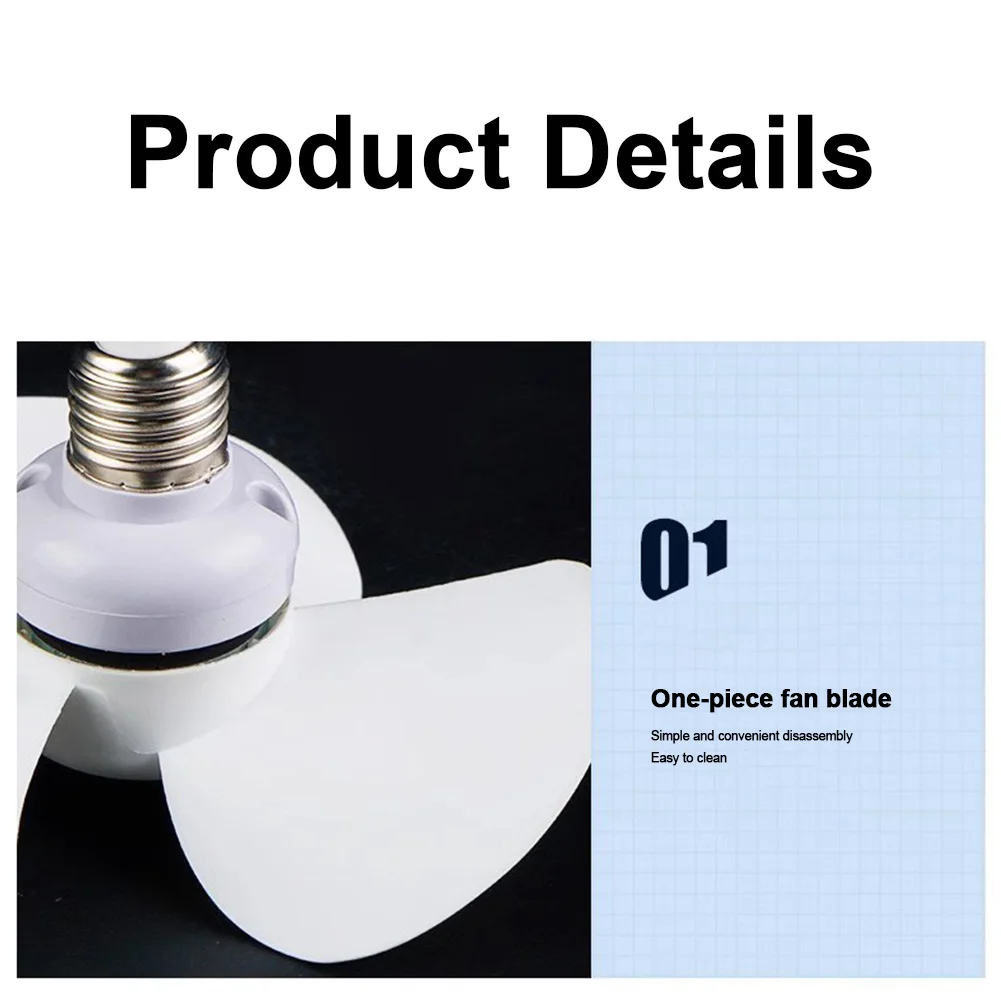 

LED Mini Ceiling Fan E27 Base/USB Light Bulb Fan with Socket Hose Extender Small Ceiling Fan Light for Bedroom Living Room