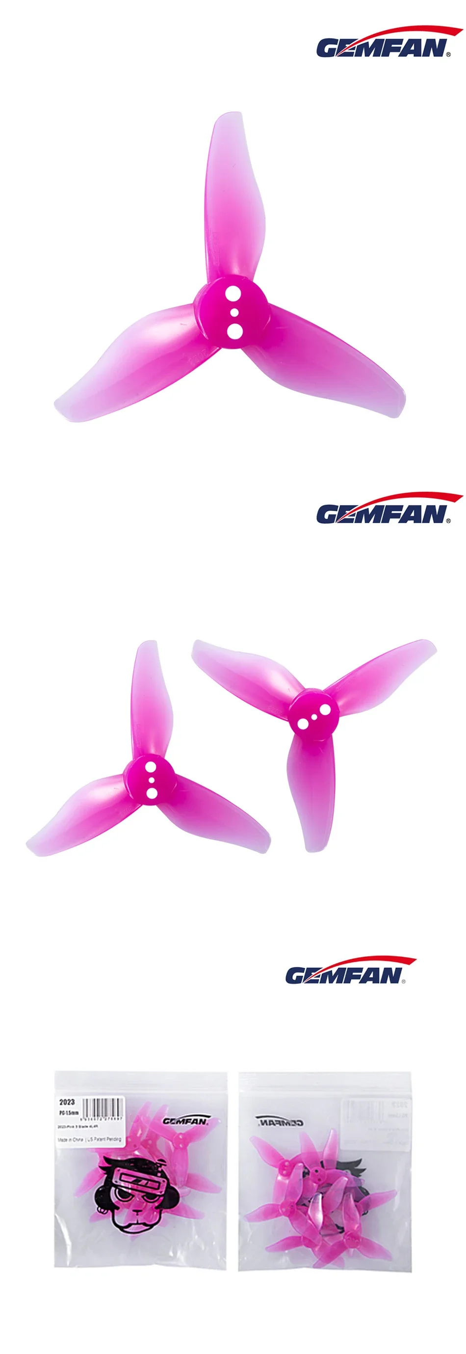 4 Paar Gemfan Hurricane 2023 2X2.3X3 3-Blatt Toothpick Propeller 1mm 1.5mm für RC FPV Racing Freestyle 2-Zoll Toothpick Drohnen – Detail 3