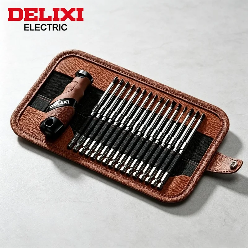 DELIXI 17 in 1 Ratchet Screwdriver Kit Slotted Phillips TORX Bits Multipurpose Hand Repair Tools for Household DIY Maintenance