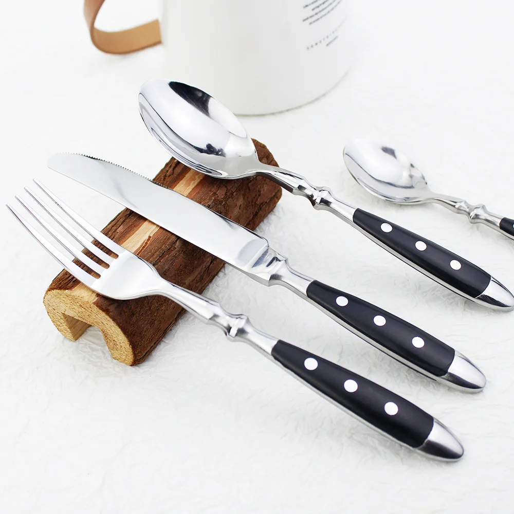 4pcs 4 In 1 Stainless Steel Western Cutlery Set Delicate Knife, Fork And Spoon Steak Western Food Utensils Dinnerware For Home