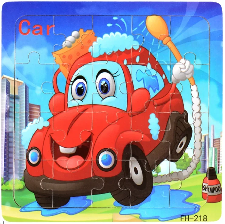Hot 20 Piece Wooden Jigsaw Puzzle Kids Toy Cartoon Dinosaur Animal Wood Puzzles Game Baby Early Educational Toys for Children