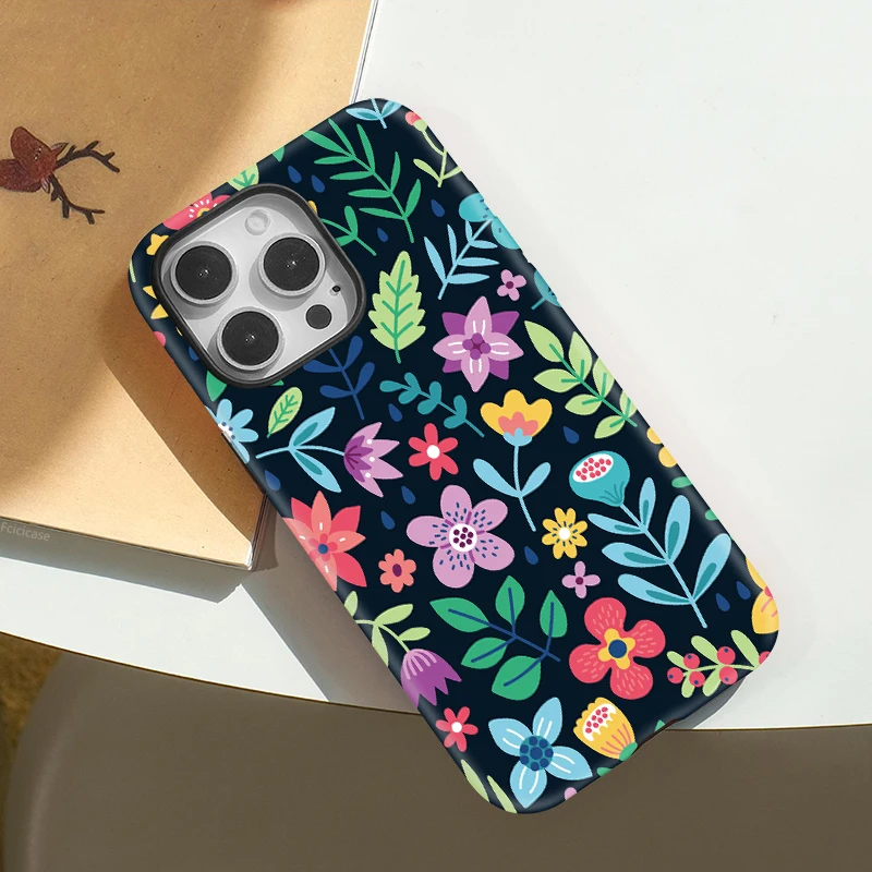 Fcicicase 2 in 1 Magnetic Case For iPhone 17 Air 16 15 14 13 12 11 Pro Max Wireless Charging Acrylic For Magsafe Flower Cover - view 6