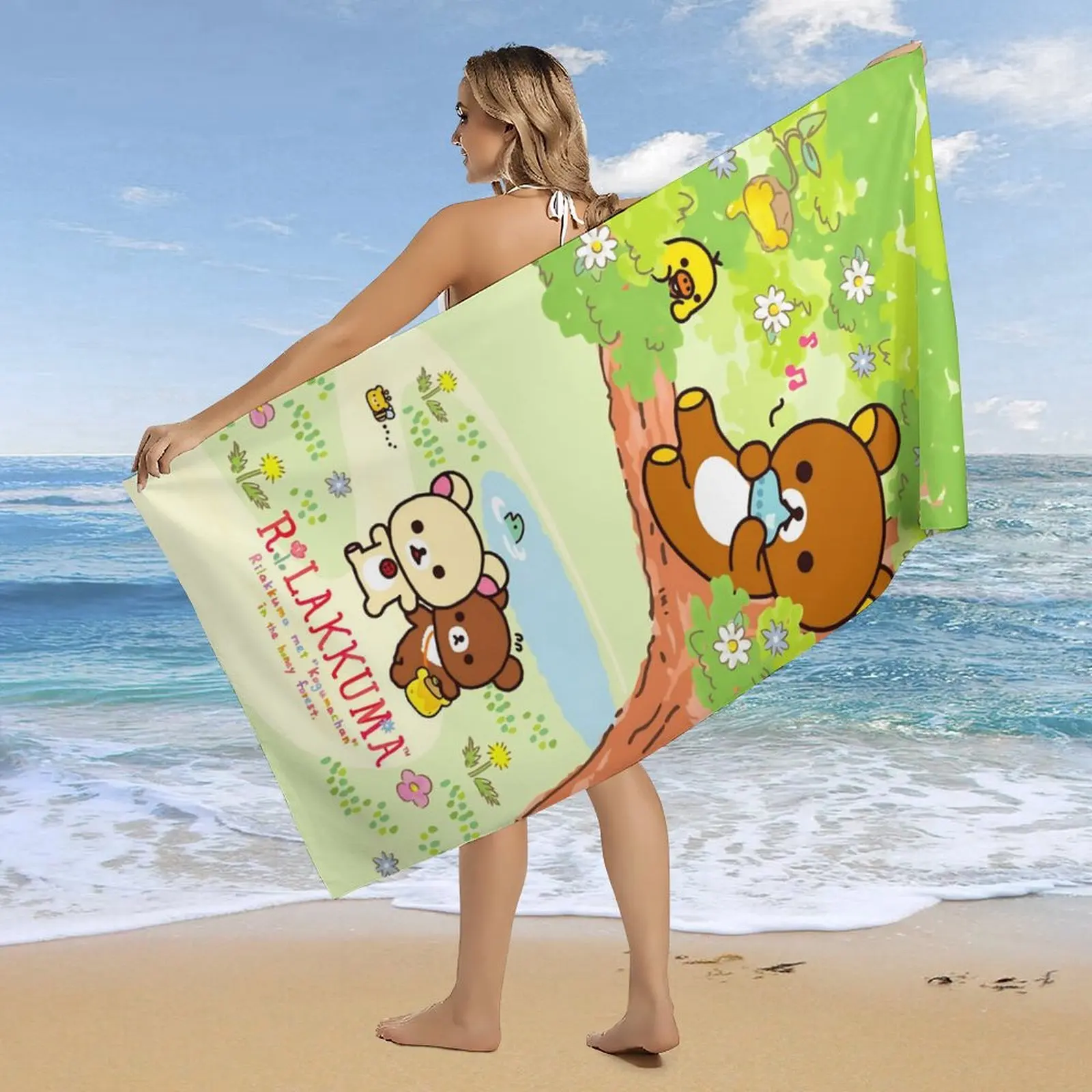 

Rilakkuma Children's Bath Towel Sauna Microfiber Towels Bathroom Playa Baby Serviette Sport For Home Customized Travel Spa Beach