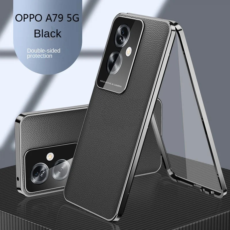 

Oppo A79 5G CPH2553 чехол 360 полная защита прозрачное закаленное стекло ПЕРЕДНИЙ ЖЕСТКИЙ чехол с задней искусственной кожей для Oppo A79 чехол