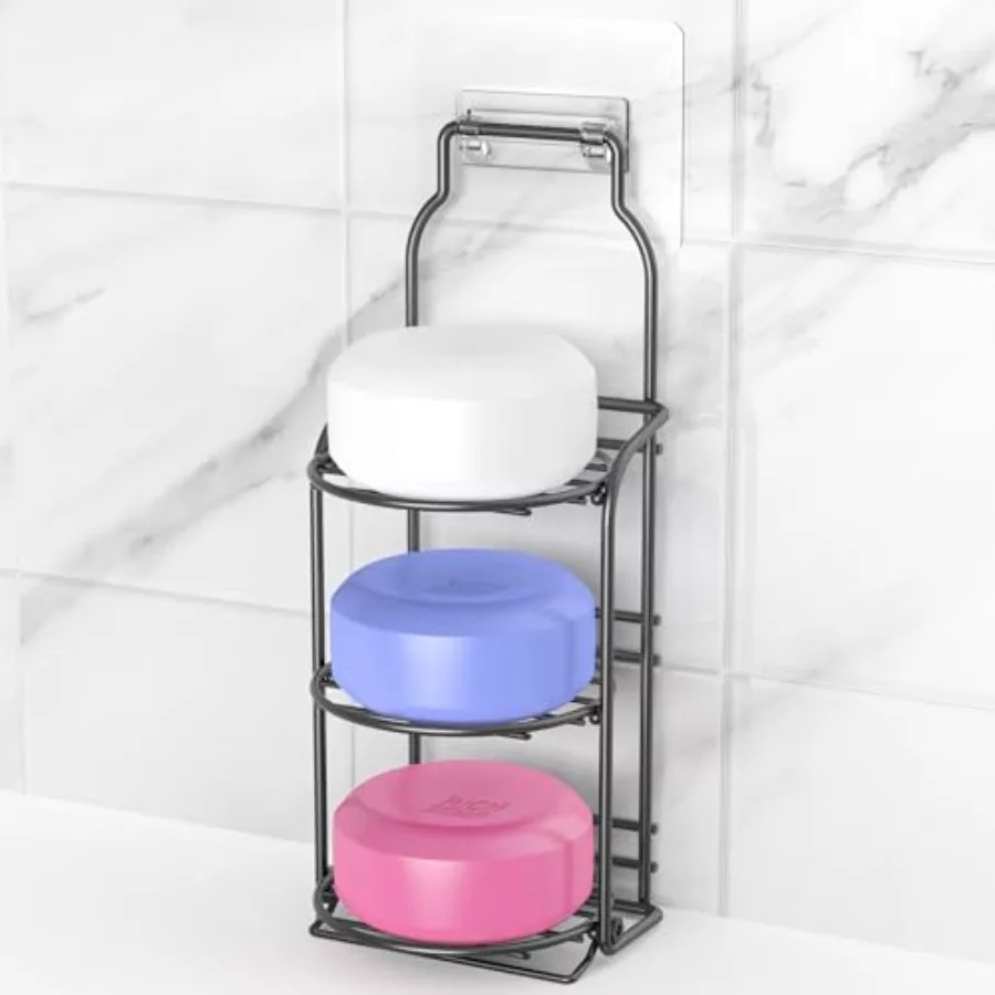 

Shower Soap Shampoo Bar Holder, Self AdhesiveandFreestanding Draining Soap Caddy for Bathroom Wall Accesories, Apartment Essent