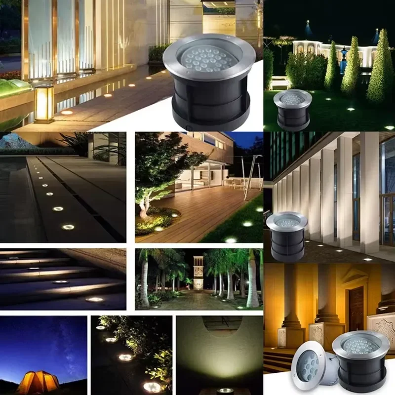 Adjustable IP65 Waterproof RGBW LED Underground Deck Light Stainless Steel Remote Control Dimmable Lighting for Outdoor Use