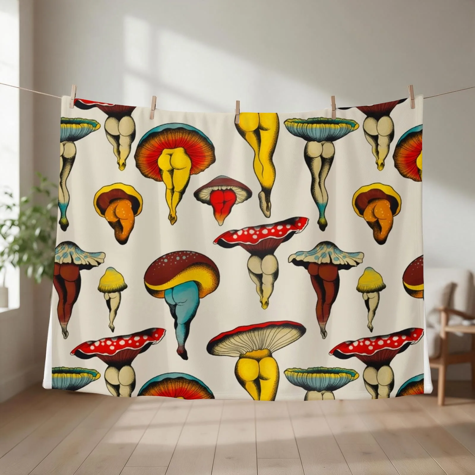 mushroom sexiest dance Throw Blanket couch cozy soft plush fuzzy picnic outdoor blanket